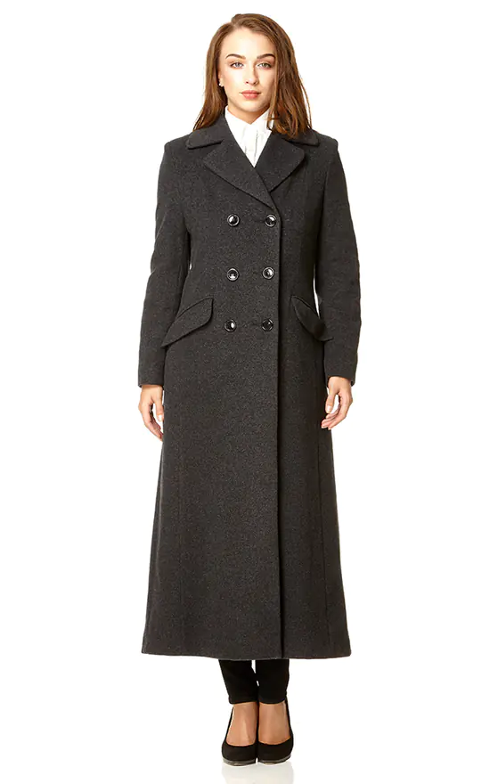 New ???? De La Creme Fashions Megan Grey Double Breasted Long ???? Coat ???? 4 New ???? De La Creme Fashions Megan Grey Double Breasted Long ???? Coat ???? - Image 2