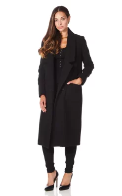 Best Pirce ???? De La Creme Fashions Tasha Black Faux Wool Wrap Long ???? Coat ❤️