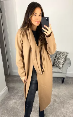 Discount ???? Feverfish Cow Scarf Neck ???? Coat Camel ⌛ -De La Creme Fashions Shop unnamed file 1461