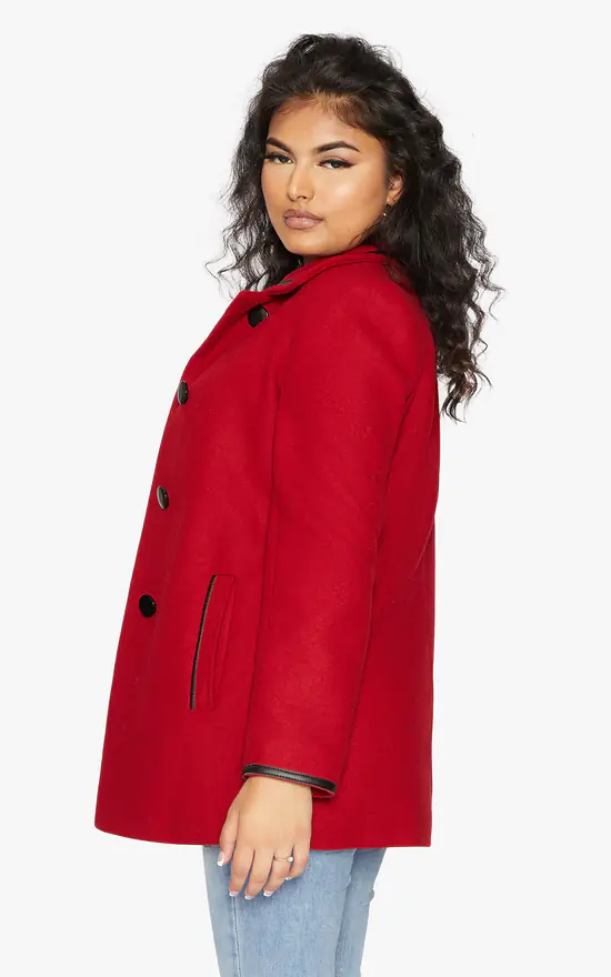 Deals ???? De La Creme Fashions Red Wool Blend Contrast Trim ???? Coat ???? 4 Deals ???? De La Creme Fashions Red Wool Blend Contrast Trim ???? Coat ???? - Image 2