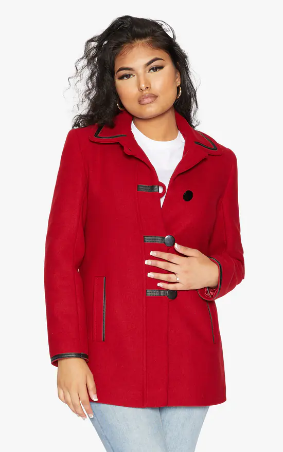 Deals ???? De La Creme Fashions Red Wool Blend Contrast Trim ???? Coat ???? 5 Deals ???? De La Creme Fashions Red Wool Blend Contrast Trim ???? Coat ???? - Image 3