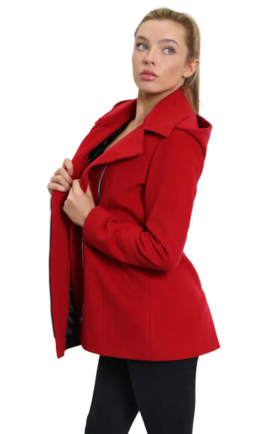 Deals ✔️ De La Creme Fashions Sylvia Red Wool Blend Zip Up Hooded ???? Coat ???? 4 Deals ✔️ De La Creme Fashions Sylvia Red Wool Blend Zip Up Hooded ???? Coat ???? - Image 2