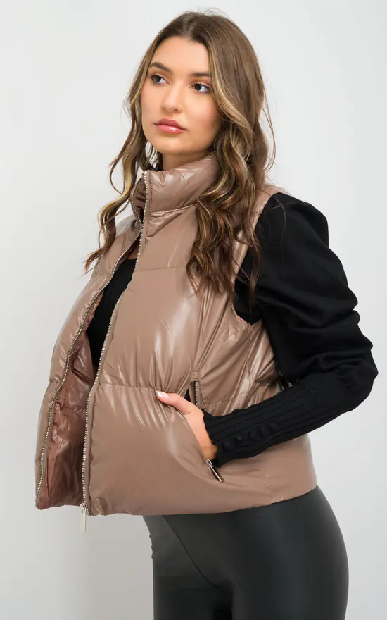 Coupon ???? H&L Fashions Taupe Faux Leather Padded Gilet ???? 3 Coupon ???? H&L Fashions Taupe Faux Leather Padded Gilet ????