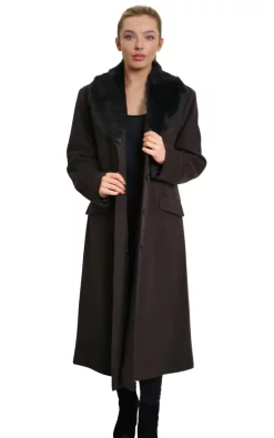 Top 10 ⌛ De La Creme Fashions Cassandra Brown Wool Blend Faux Fur Collar Long ???? Coat ✔️