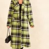 Deals ???? Chekani Double Breasted Long ???? Coat In ???? Coat In Green Black Check ????