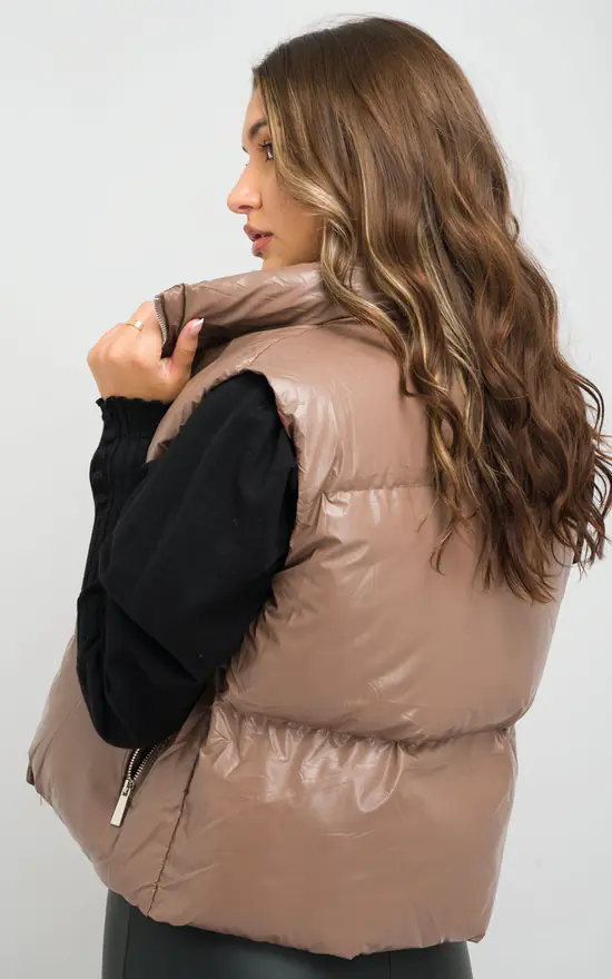 Coupon ???? H&L Fashions Taupe Faux Leather Padded Gilet ???? 4 Coupon ???? H&L Fashions Taupe Faux Leather Padded Gilet ???? - Image 2