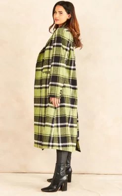 Deals ???? Chekani Double Breasted Long ???? Coat In ???? Coat In Green Black Check ???? -De La Creme Fashions Shop unnamed file 1491