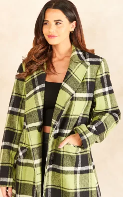 Deals ???? Chekani Double Breasted Long ???? Coat In ???? Coat In Green Black Check ???? -De La Creme Fashions Shop unnamed file 1492