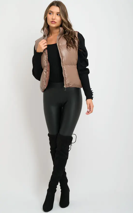 Coupon ???? H&L Fashions Taupe Faux Leather Padded Gilet ???? 5 Coupon ???? H&L Fashions Taupe Faux Leather Padded Gilet ???? - Image 3