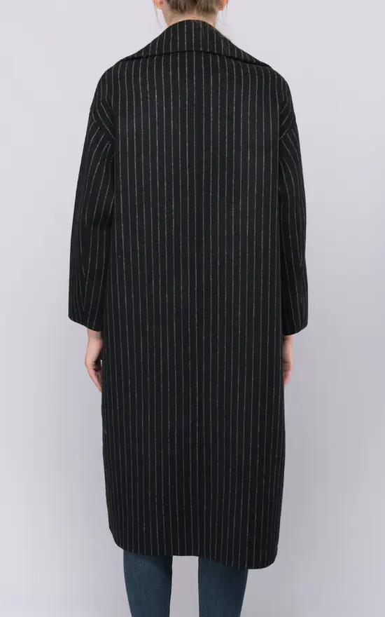 Discount ???? FS Collection Black Stripe Wool ???? Coat ???? 5 Discount ???? FS Collection Black Stripe Wool ???? Coat ???? - Image 3