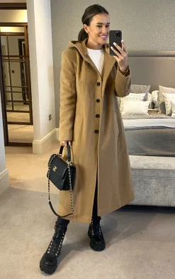 Best Pirce ???? Anastasia Fashions Anastasia Camel Hooded Wool Cashmere Winter ???? Coat ????