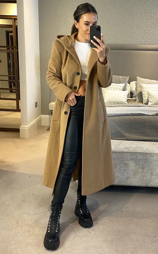 Best Pirce ???? Anastasia Fashions Anastasia Camel Hooded Wool Cashmere Winter ???? Coat ???? 4 Best Pirce ???? Anastasia Fashions Anastasia Camel Hooded Wool Cashmere Winter ???? Coat ???? - Image 2