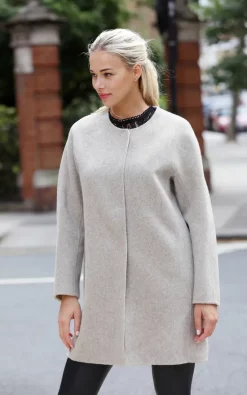 Outlet ???? FS Collection Taupe Crew Neck Wool ???? Coat ???? -De La Creme Fashions Shop unnamed file 1536