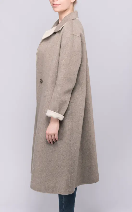 Best Sale ???? FS Collection Two Tone Beige Wool ???? Coat ???? 4 Best Sale ???? FS Collection Two Tone Beige Wool ???? Coat ???? - Image 2