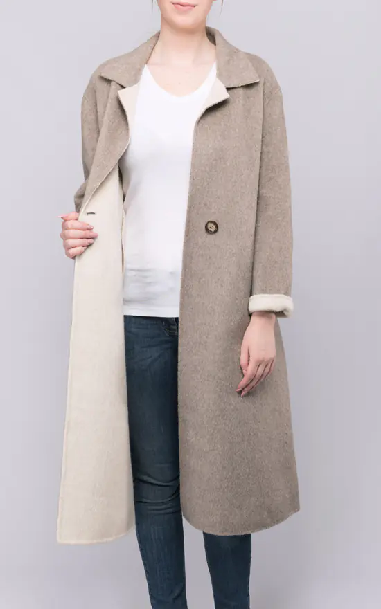 Best Sale ???? FS Collection Two Tone Beige Wool ???? Coat ???? 5 Best Sale ???? FS Collection Two Tone Beige Wool ???? Coat ???? - Image 3