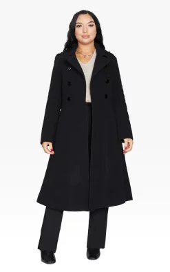 Buy ???? De La Creme Fashions Shannon A Line Double Breasted ???? Coat (Black) ????