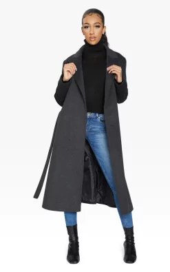 Flash Sale ✨ De La Creme Fashions Lauren Belted Longline Duster ???? Coat In Grey ????