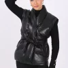 Wholesale ✔️ Pretty Moi Black Belted Leather Gilet ????