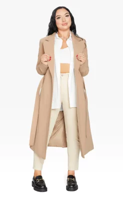Brand new ???? De La Creme Fashions Lauren Belted Longline Duster ???? Coat In Camel ⭐