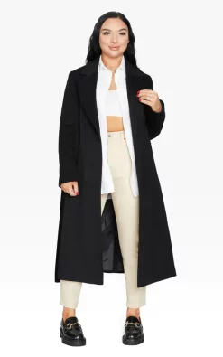 Wholesale ???? De La Creme Fashions Lauren Belted Longline Duster ???? Coat In Black ????