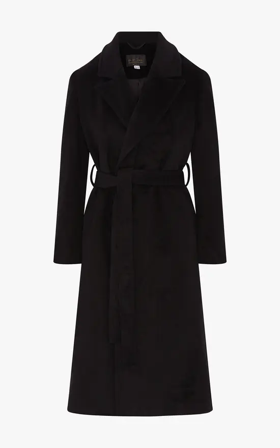 Wholesale ???? De La Creme Fashions Lauren Belted Longline Duster ???? Coat In Black ???? 6 Wholesale ???? De La Creme Fashions Lauren Belted Longline Duster ???? Coat In Black ???? - Image 4