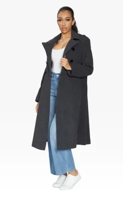 Deals ???? De La Creme Fashions Shannon A Line Double Breasted ???? Coat (Grey) ????