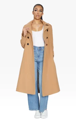 Top 10 ???? De La Creme Fashions Shannon A Line Double Breasted ???? Coat (Camel) ⭐