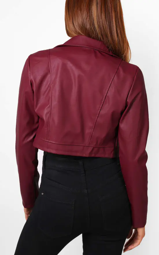 Flash Sale ???? KRISP Cropped Burgundy Pu Biker Jacket ???? 4 Flash Sale ???? KRISP Cropped Burgundy Pu Biker Jacket ???? - Image 2