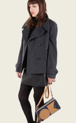 Promo ???? De La Creme Fashions Mackenzie Grey Harris Tweed Contrast Pea ???? Coat ????
