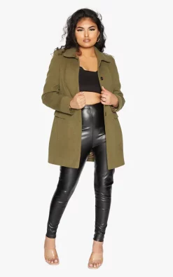 Brand new ???? De La Creme Fashions Khaki Wool Blend Hip Length Covert ???? Coat ✨