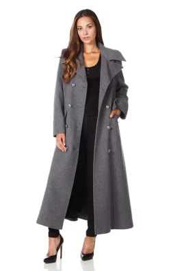 Discount ???? De La Creme Fashions Carmelle Mid Grey Double Breasted Maxi ???? Coat ????