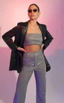 Outlet ???? Goldie Black Vegan Leather Blazer ????