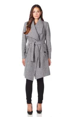 Discount ⌛ De La Creme Fashions Courtney Prince Of Wales Check Large Lapel Duster ???? Coat ????