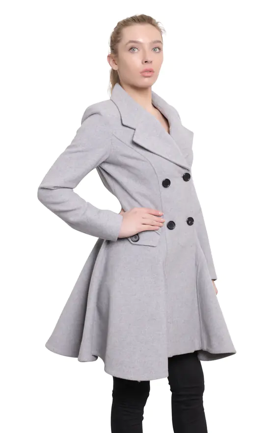 Budget ???? De La Creme Fashions Elena Silver Double Breasted Flarey ???? Coat ???? 4 Budget ???? De La Creme Fashions Elena Silver Double Breasted Flarey ???? Coat ???? - Image 2