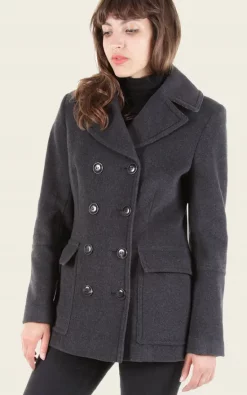 Budget ❤️ De La Creme Fashions Ignatia Grey Wool & Harris Tweed Contrast Reefer ???? Coat ????