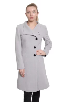 Best reviews of ⭐ De La Creme Fashions Veronica Silver Funnel Neck Button Down ???? Coat ❤️