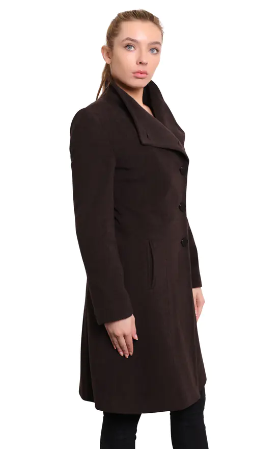 Discount ???? De La Creme Fashions Veronica Brown Funnel Neck Button Down ???? Coat ???? 4 Discount ???? De La Creme Fashions Veronica Brown Funnel Neck Button Down ???? Coat ???? - Image 2