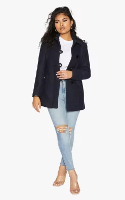 Best reviews of ✔️ De La Creme Fashions Navy Blue Wool Blend Contrast Trim ???? Coat ✔️