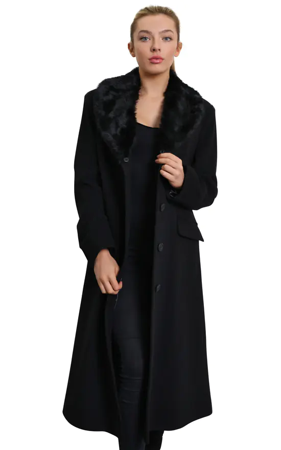 Coupon ???? De La Creme Fashions Cassandra Black Wool Blend Faux Fur Collar Long ???? Coat ???? 4 Coupon ???? De La Creme Fashions Cassandra Black Wool Blend Faux Fur Collar Long ???? Coat ???? - Image 2