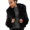 Cheapest ???? LOES House Faux Fur Biker Leather Jacket In Black ????