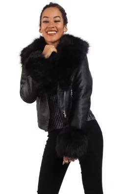 Cheapest ???? LOES House Faux Fur Biker Leather Jacket In Black ???? -De La Creme Fashions Shop unnamed file 174