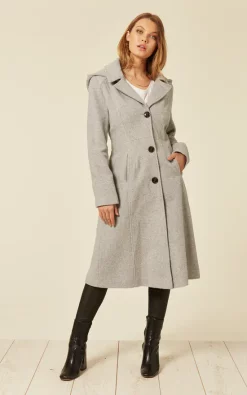 Deals ???? De La Creme Fashions Beatrice Silver Hooded Mid Length ???? Coat ????