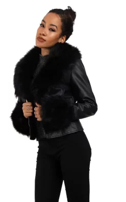 Cheapest ???? LOES House Faux Fur Biker Leather Jacket In Black ???? -De La Creme Fashions Shop unnamed file 175