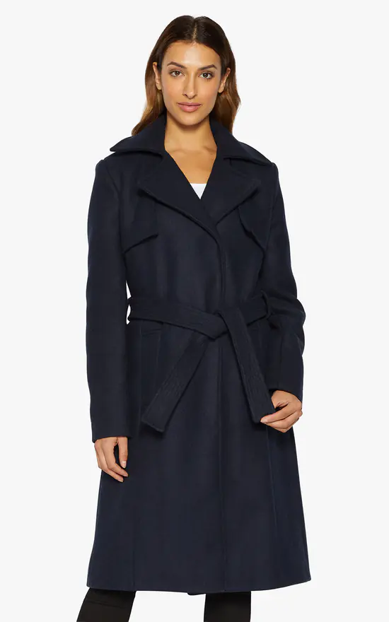 Discount ???? De La Creme Fashions Dina Lapel Collar Duster ???? Coat With Belt (Navy) ???? 4 Discount ???? De La Creme Fashions Dina Lapel Collar Duster ???? Coat With Belt (Navy) ???? - Image 2