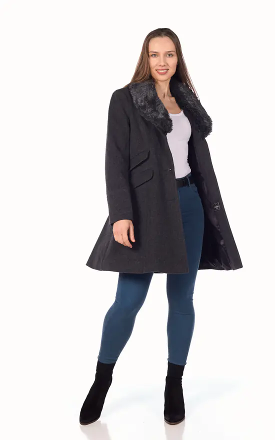 Coupon ???? De La Creme Fashions Melissa Grey Winter ???? Coat With Faux Faux Collar ???? 3 Coupon ???? De La Creme Fashions Melissa Grey Winter ???? Coat With Faux Faux Collar ????