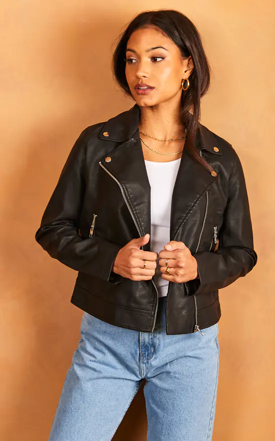 Budget ❤️ JJXX Faux Leather Jacket In Black ???? 3 Budget ❤️ JJXX Faux Leather Jacket In Black ????