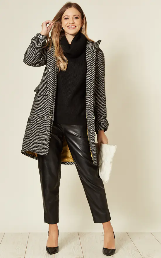 Promo ???? De La Creme Fashions Hillary Check Design Herringbone ???? Coat ???? 3 Promo ???? De La Creme Fashions Hillary Check Design Herringbone ???? Coat ????