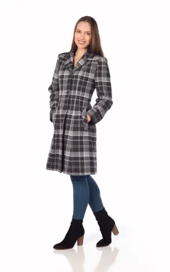 Cheap ✨ De La Creme Fashions Allison Grey Tartan Check Single Breasted ???? Coat ????