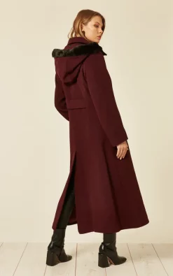 Promo ???? De La Creme Fashions Chantelle Wine Faux Fur Trim Hooded Long ???? Coat ???? -De La Creme Fashions Shop unnamed file 1790