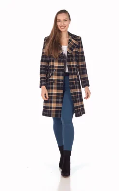 Best Sale ✨ De La Creme Fashions Kimberley Brown Tartan Check Double Breasted ???? Coat ✨